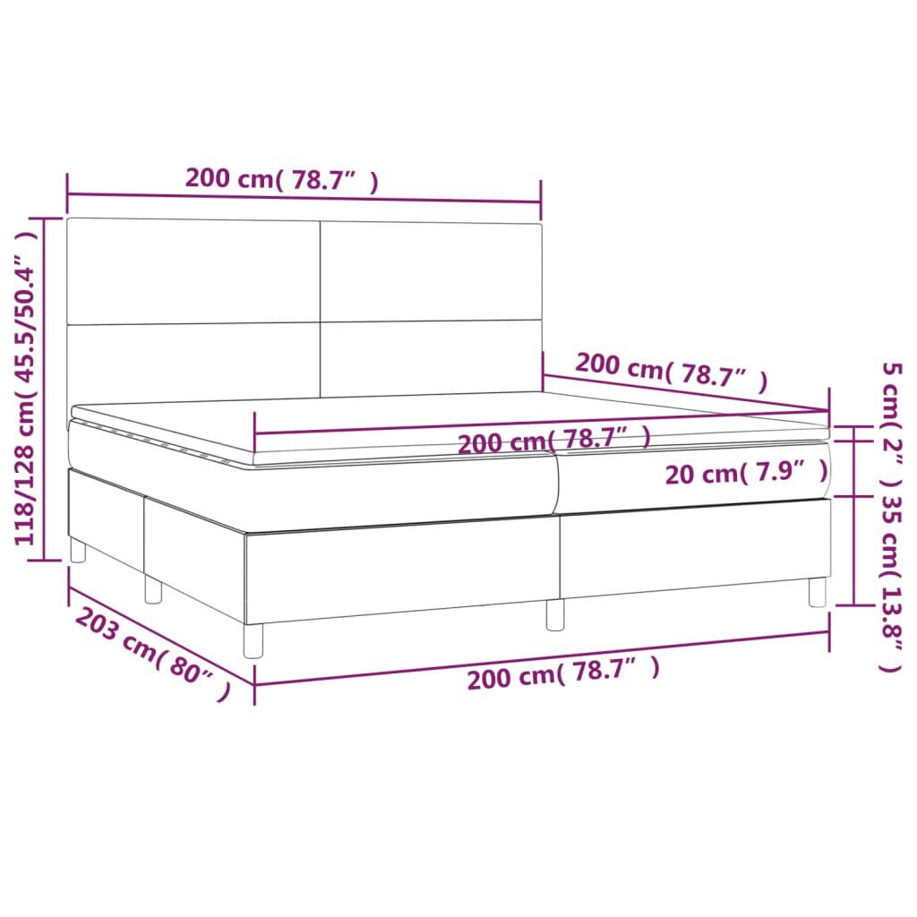 vidaXL Κρεβάτι Boxspring με Στρώμα Μαύρο 200x200 εκ. Συνθετικό Δέρμα