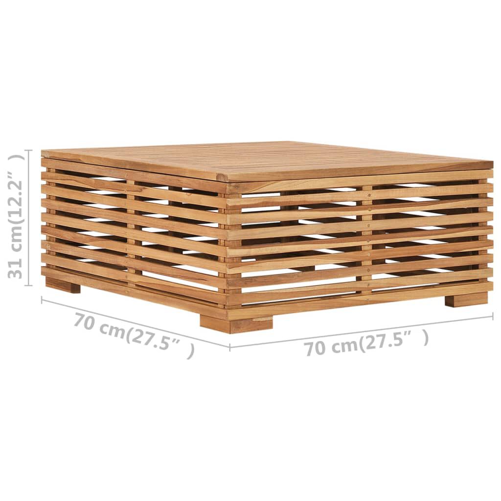 vidaXL Σετ Τραπέζι Κήπου & Υποπόδιο Μασίφ Ξύλο Teak με Γκρι Μαξιλάρι