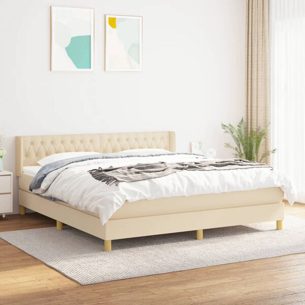 vidaXL &Kappa;&rho;&epsilon;&beta;ά&tau;&iota; Boxspring &mu;&epsilon; &Sigma;&tau;&rho;ώ&mu;&alpha; &Kappa;&rho;&epsilon;&mu; 180x200 &epsilon;&kappa;. &Upsilon;&phi;&alpha;&sigma;&mu;ά&tau;&iota;&nu;&omicron;