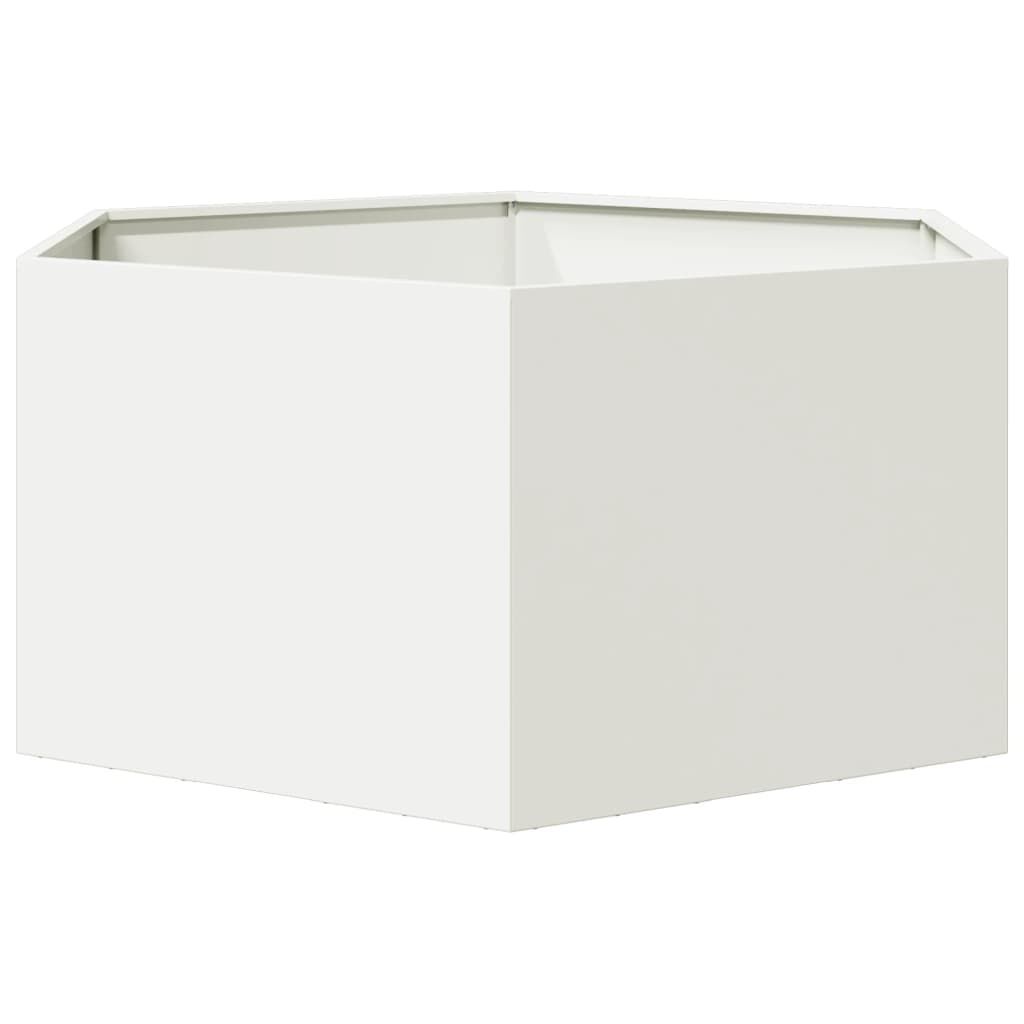 vidaXL Ζαρντινιέρα Κήπου Εξάγωνη Λευκή 104x90x45 εκ. Ατσάλι