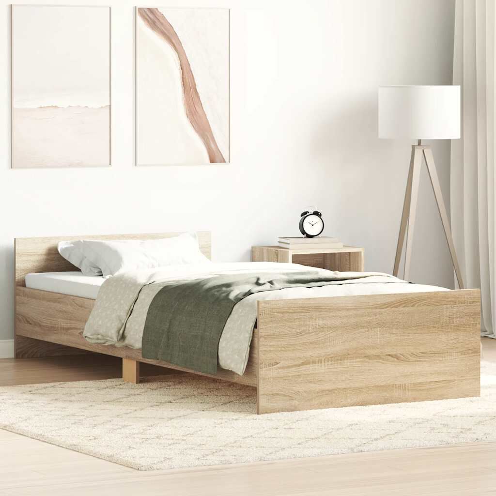 vidaXL Πλαίσιο Κρεβ. Χωρ. Στρώμα Sonoma Δρυς 90x200 εκ. Επεξ. Ξύλο