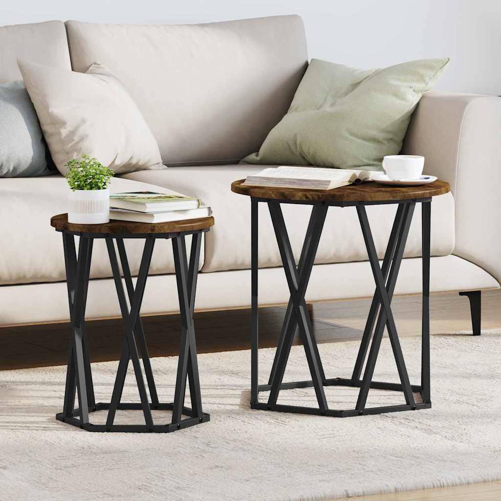 vidaXL Τραπεζάκι σαλονιού 2 pcs Καπνιστή δρυς 50 x 50 x 50 cm