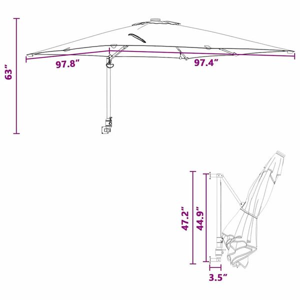 vidaXL Ομπρέλα Κήπου Πράσινο 248.5 x 247.5 x 160 εκ. ύφασμα