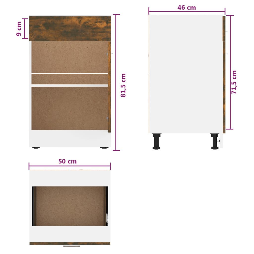 vidaXL Έπιπλο Με Συρτάρι Lyon Καπνιστή Δρυς 50x46x81,5εκ.