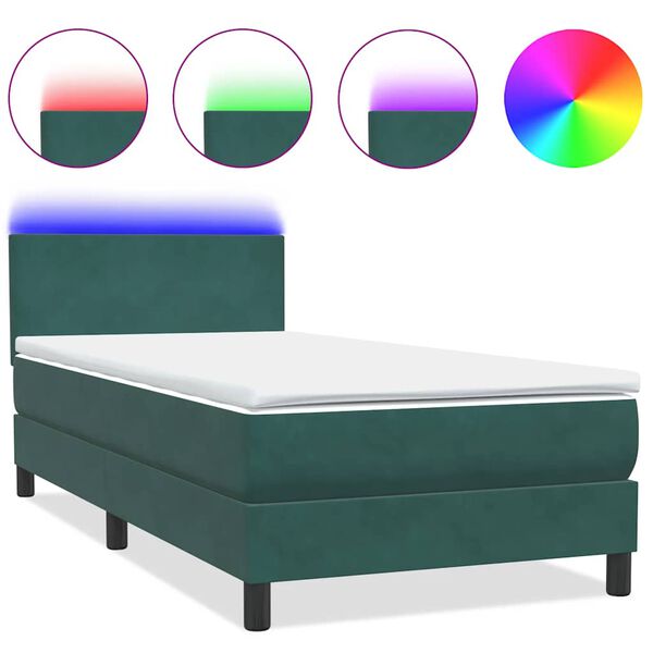 vidaXL Box Spring Κρεβάτι με στρώμα Σκούρο πράσινο 80x210 cm Velvet