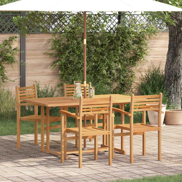 vidaXL Σέτ φαγητού για κήπο 5 pcs Καστανό Μασίφ ξύλο teak