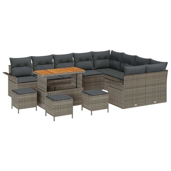 vidaXL Σετ Καναπέ Κήπου 13 pcs Γκρι συνθετικό ρατάν