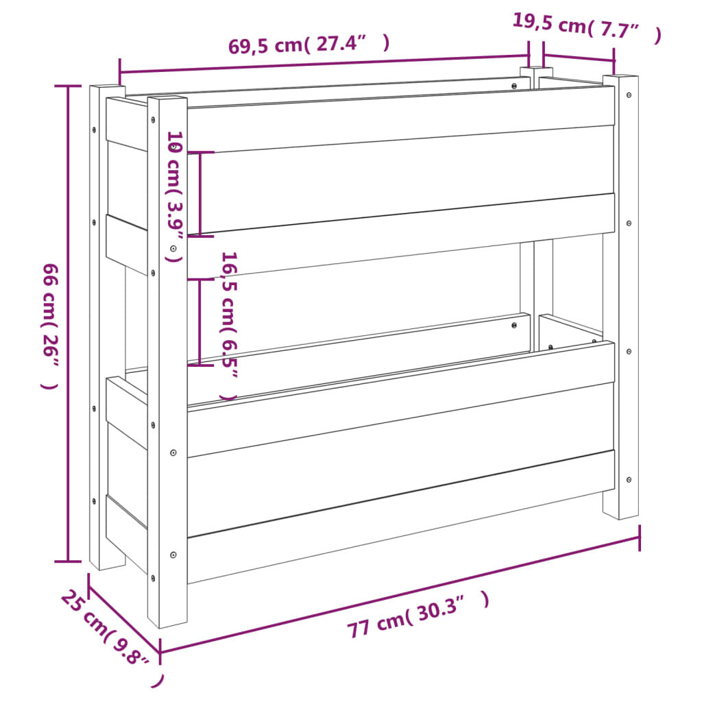 vidaXL Ζαρντινιέρα Λευκή 77 x 25 x 66 εκ. από Μασίφ Ξύλο Πεύκου