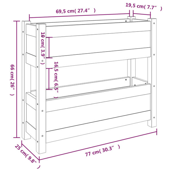vidaXL Ζαρντινιέρα Λευκή 77 x 25 x 66 εκ. από Μασίφ Ξύλο Πεύκου