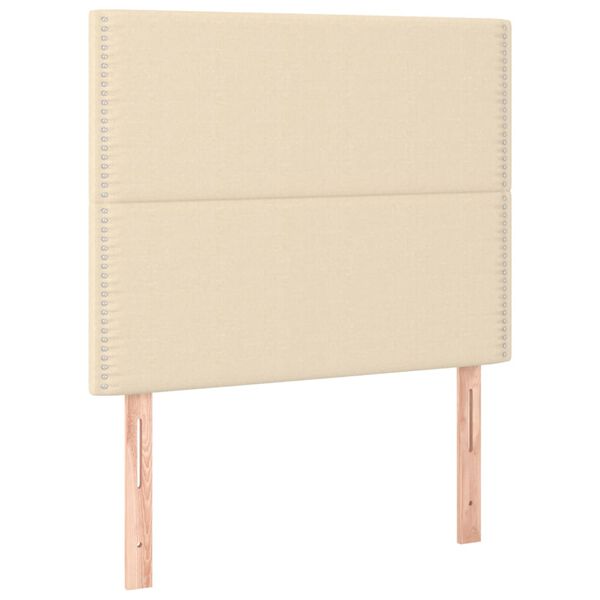 vidaXL Κρεβάτι Boxspring με Στρώμα & LED Κρεμ 120x200 εκ. Υφασμάτινο