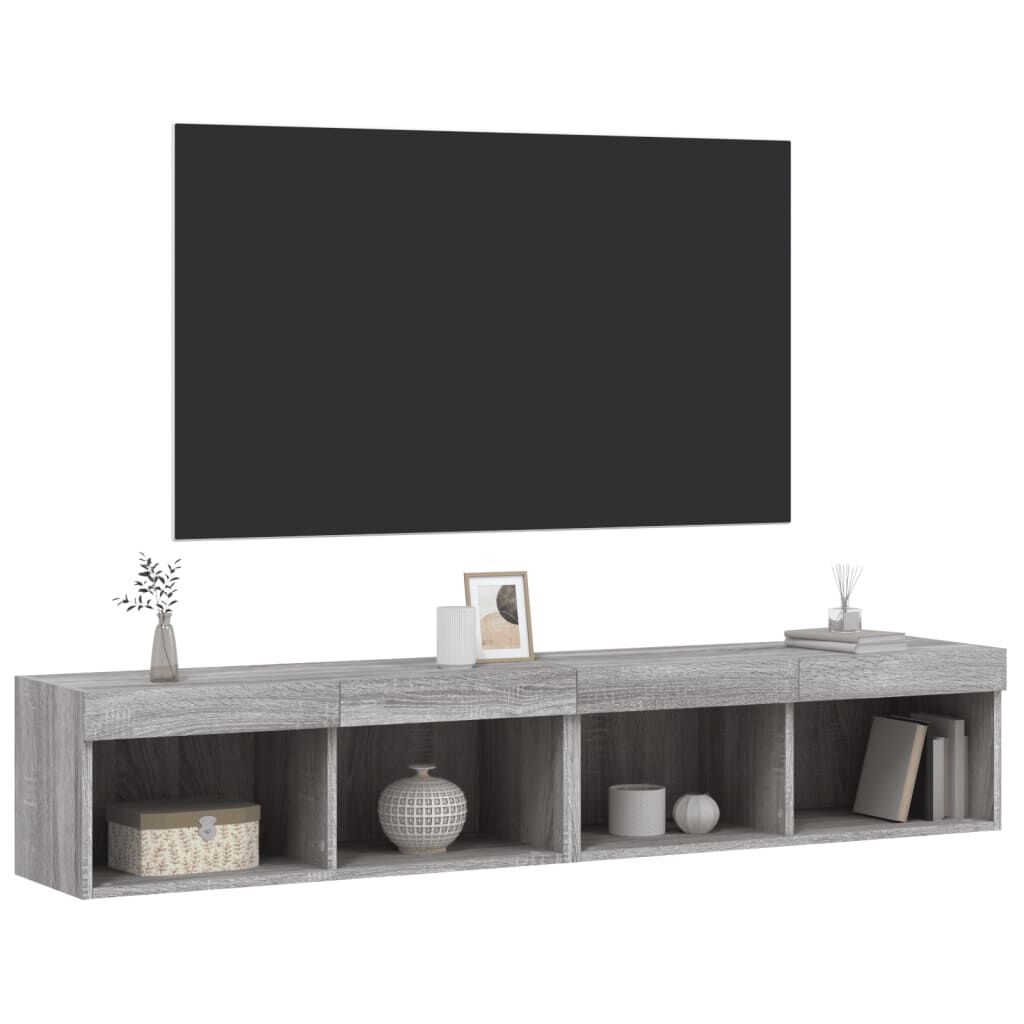 vidaXL Έπιπλα Τηλεόρασης με LED 2 τεμ. Γκρι Sonoma 80 x 30 x 30 εκ.