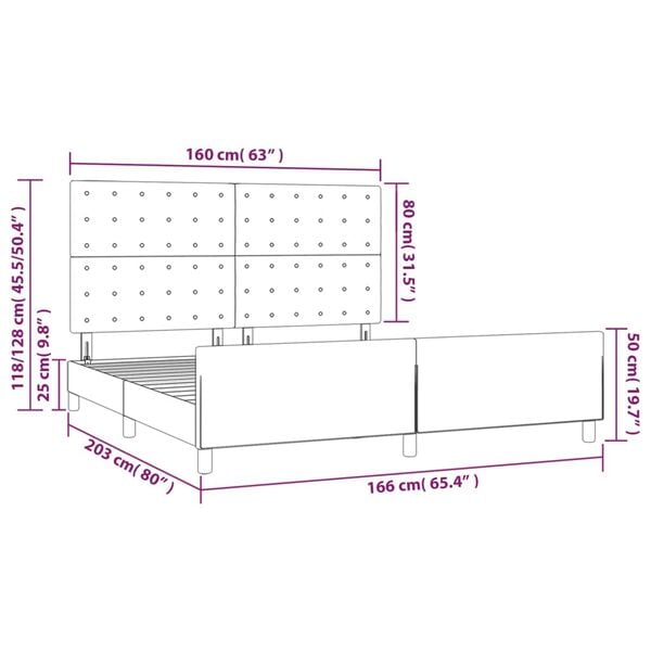 vidaXL Σκελετός Κρεβατιού Χωρίς Στρώμα Μαύρο 160x200 εκ.Υφασμάτινο