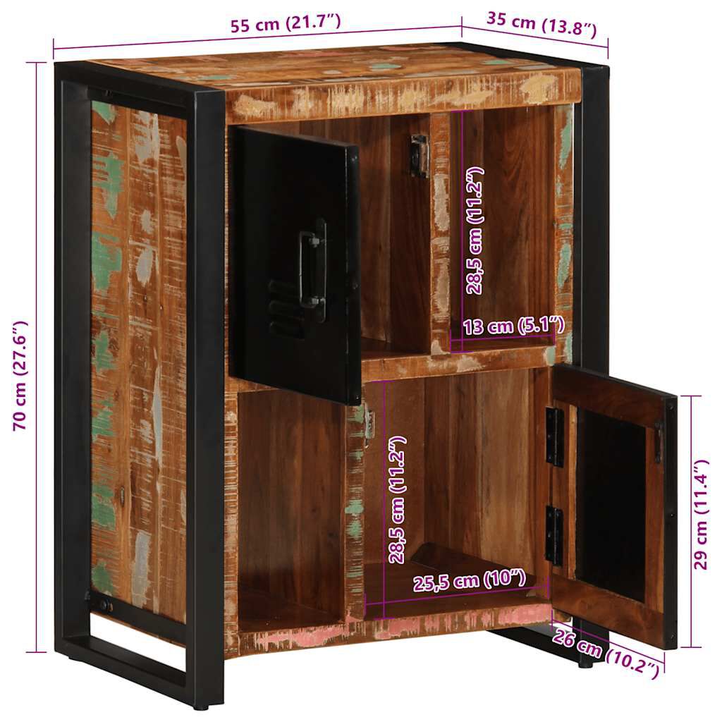 vidaXL Σκευοθήκη Πολύχρωμο 55x35x70 cm Ξύλο μασίφ αναγεννημένο