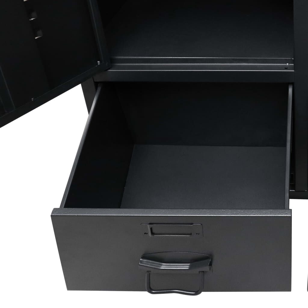 vidaXL Ντουλάπα με Βιομηχανικό Στιλ Μαύρη 90 x 40 x 180 εκ. Μεταλλική