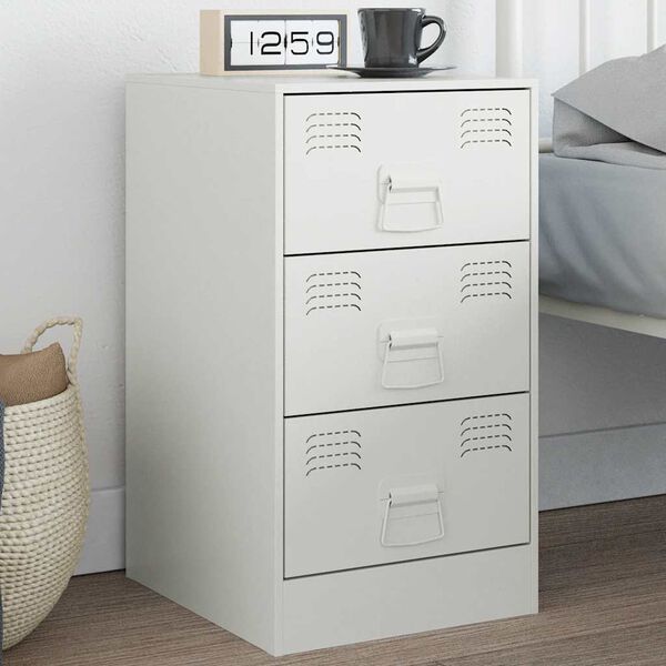 vidaXL Κομοδίνο Λευκό 34,5x39x62 εκ. από Χάλυβα