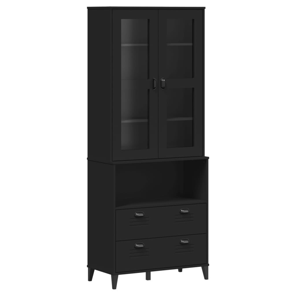 vidaXL Ντουλάπι Ψηλό VIKEN Μαύρος 80x40x200 εκ. από Μασίφ Ξύλο Πεύκου