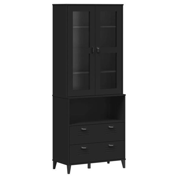 vidaXL Ντουλάπι Ψηλό VIKEN Μαύρος 80x40x200 εκ. από Μασίφ Ξύλο Πεύκου