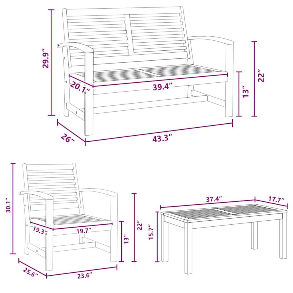 Σετ Καναπέ Κήπου 5 pcs Φυσικό Μασίφ ξύλο teak