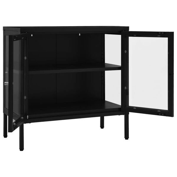 vidaXL Μπουφές Μαύρος 70 x 35 x 70 εκ. από Ατσάλι και Γυαλί