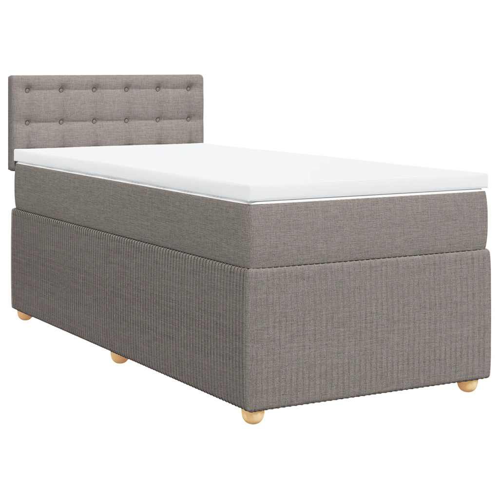 vidaXL Κρεβάτι Boxspring με Στρώμα Taupe 100 x 200 εκ. Υφασμάτινο