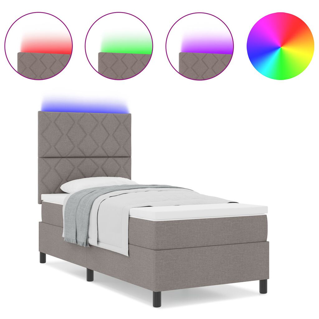vidaXL Κρεβάτι με Κουβέρτα & LED Ταμπά 100x200 εκ Ύφασμα