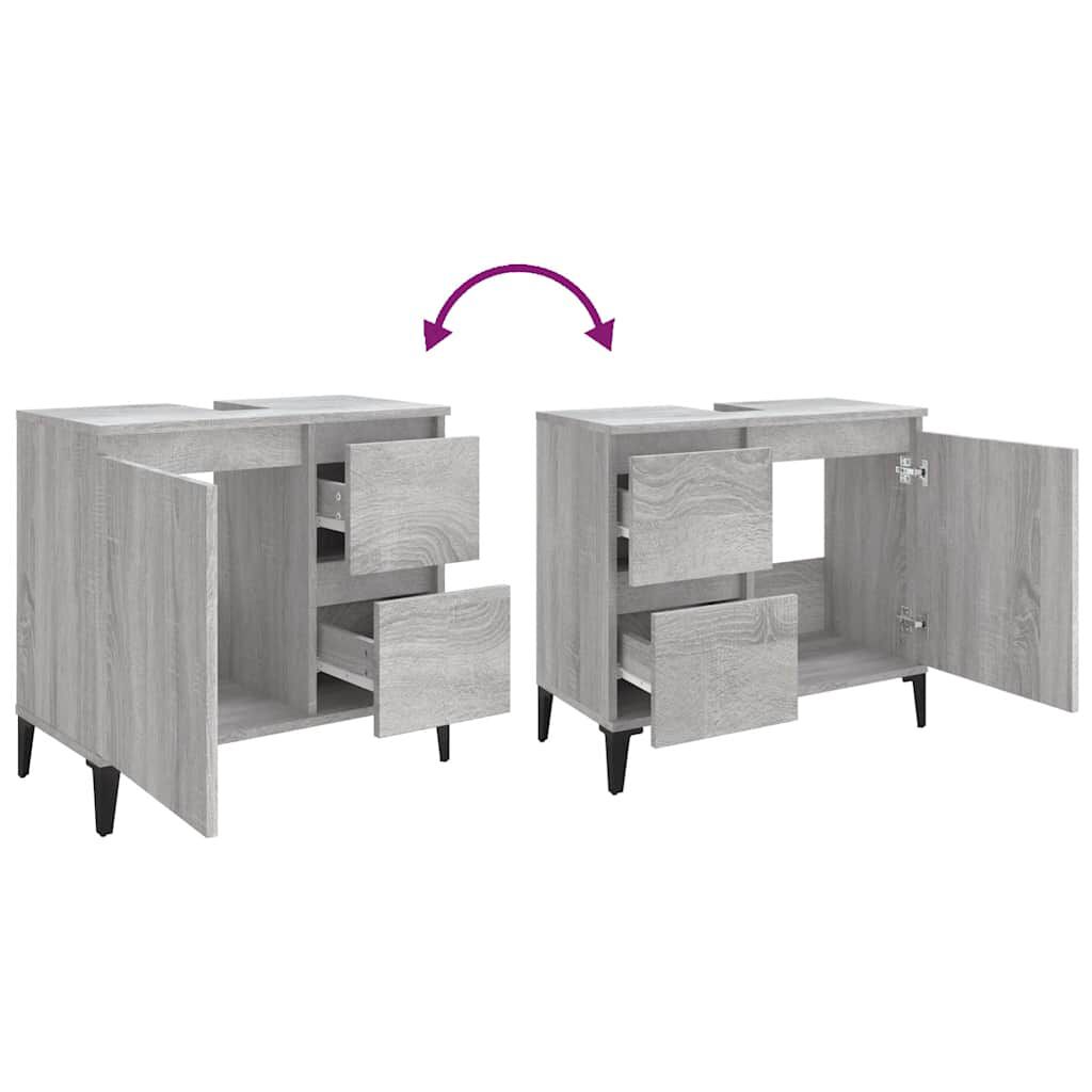 vidaXL Ντουλάπι Μπάνιου Γκρι Sonoma 65x33x60 εκ. Επεξεργασμένο Ξύλο