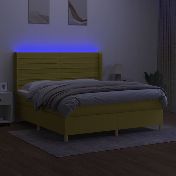 vidaXL &Kappa;&rho;&epsilon;&beta;ά&tau;&iota; Boxspring &mu;&epsilon; &Sigma;&tau;&rho;ώ&mu;&alpha; & LED &Pi;&rho;ά&sigma;&iota;&nu;&omicron; 180x200 &epsilon;&kappa; &Upsilon;&phi;&alpha;&sigma;&mu;ά&tau;&iota;&nu;&omicron;