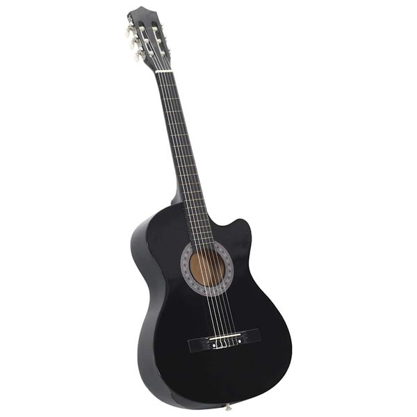 vidaXL Κιθάρα Western Classical Cutaway με 6 Χορδές Μαύρη 38"