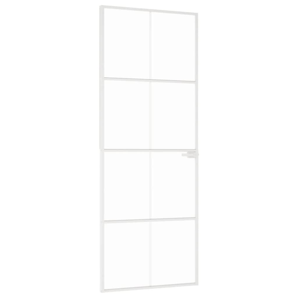 vidaXL Εσωτερική Πόρτα Λευκή 76x201,5 εκ. Ψημένο Γυαλί&Λεπτό Αλουμίνιο