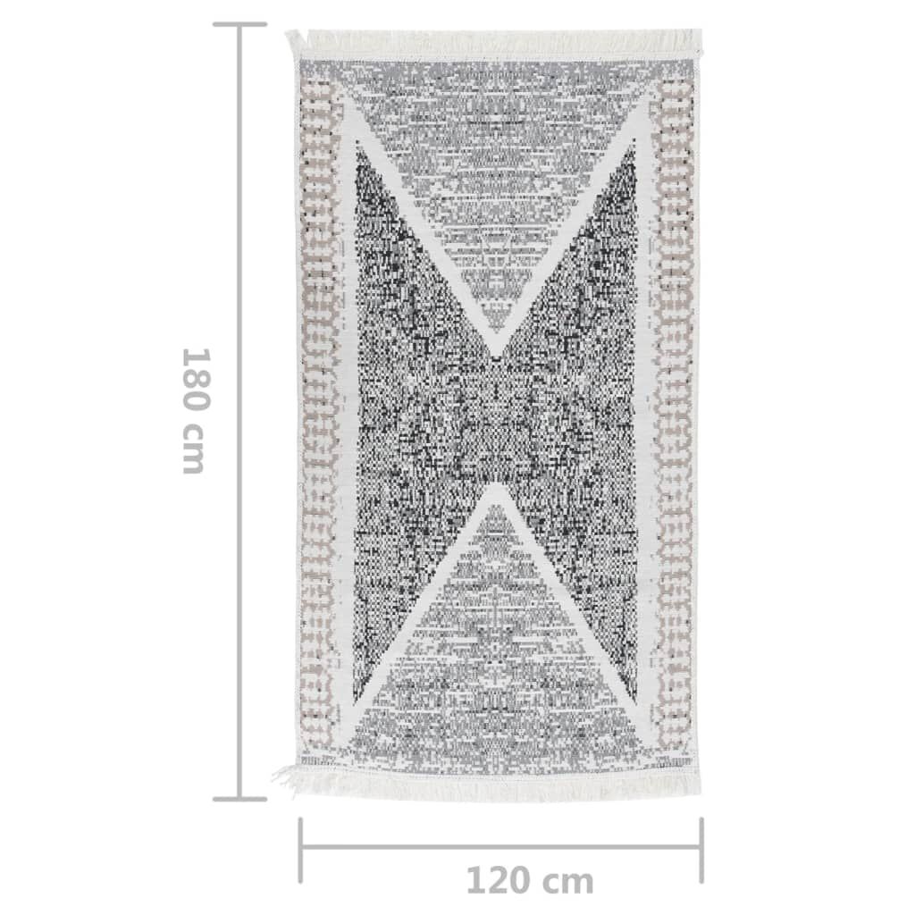 vidaXL Χαλί Μαύρο και Γκρι 120x180 εκ. Βαμβακερό