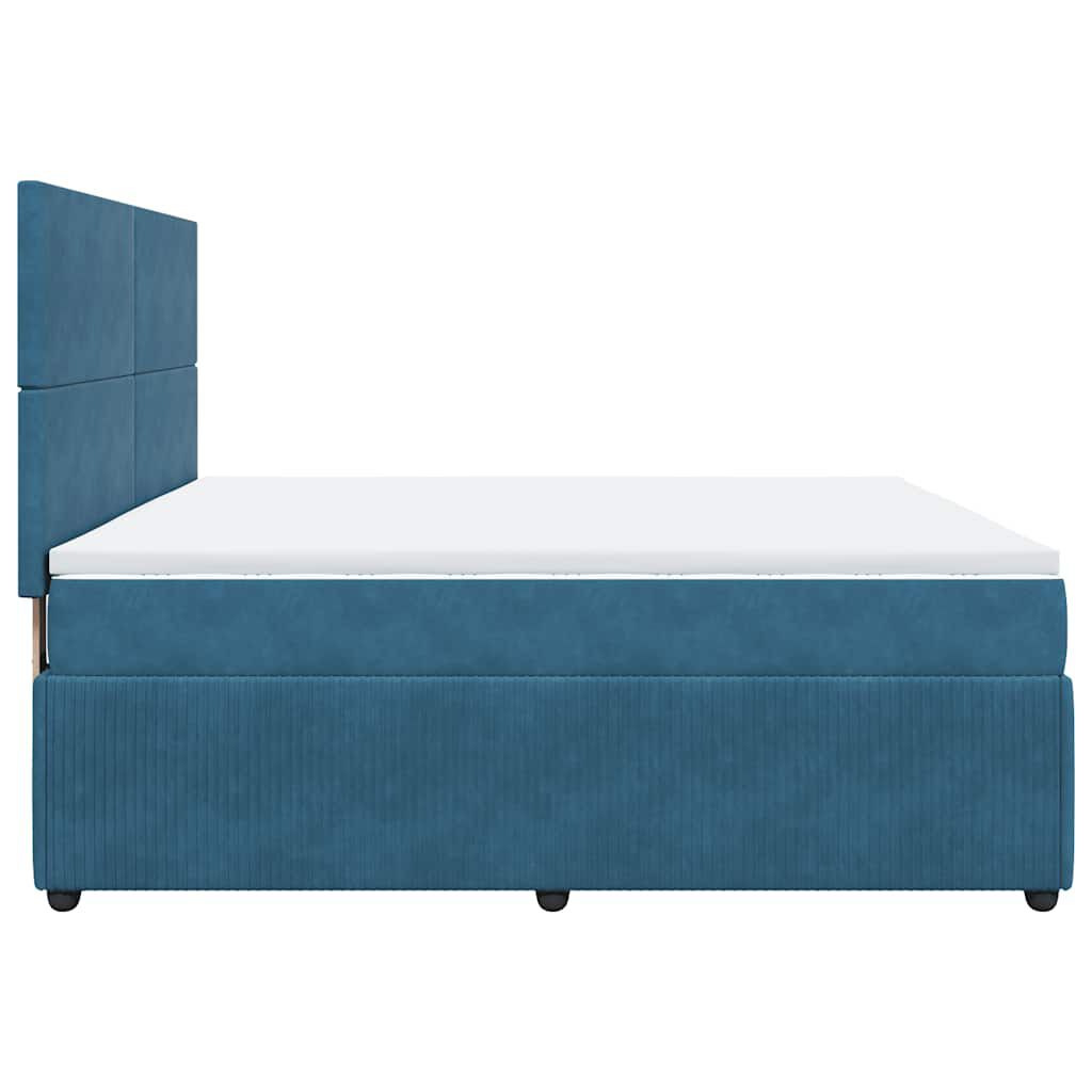 vidaXL Κρεβάτι Boxspring με Στρώμα Μπλε 180x200 εκ. Βελούδινο