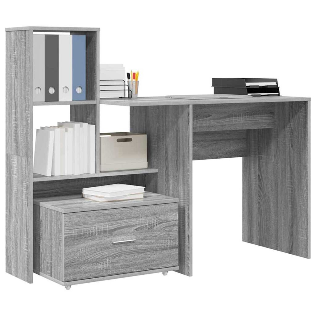 vidaXL Γραφείο Γκρι sonoma 131.5 x 50 x 106.5 εκ. Επεξεργασμένο ξύλο