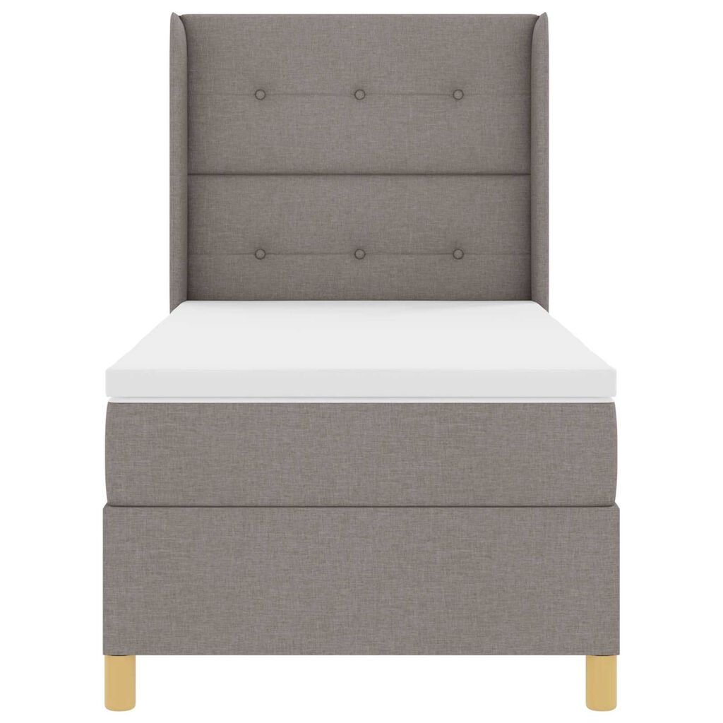 Κρεβάτι Box Spring με Στρώμα & LED Taupe 90x200 εκ. Υφάσμα
