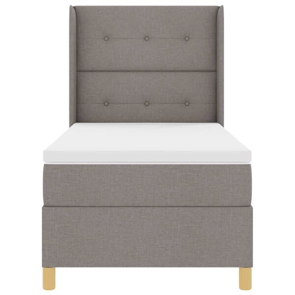 Κρεβάτι Box Spring με Στρώμα & LED Taupe 90x200 εκ. Υφάσμα