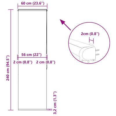 vidaXL Κουρτίνα Μπάνιου Ρολό κασέτα 60x240εκ. Πλάτος υφάσματος 56εκ.