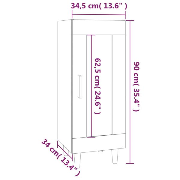 vidaXL Ντουλάπι Λευκό 34,5 x 34 x 90 εκ. από Επεξεργασμένο Ξύλο