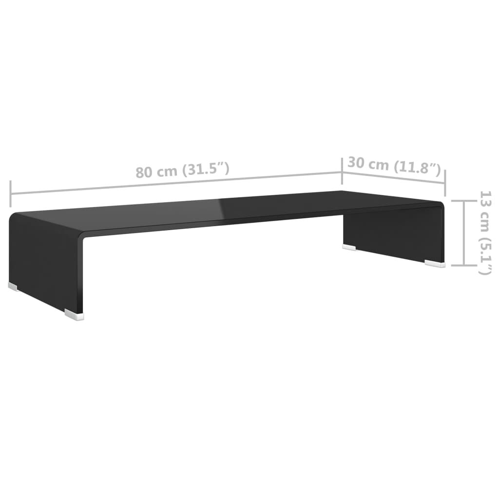 vidaXL Βάση Τηλεόρασης/Οθόνης Μαύρη 80 x 30 x 13 εκ. Γυάλινη