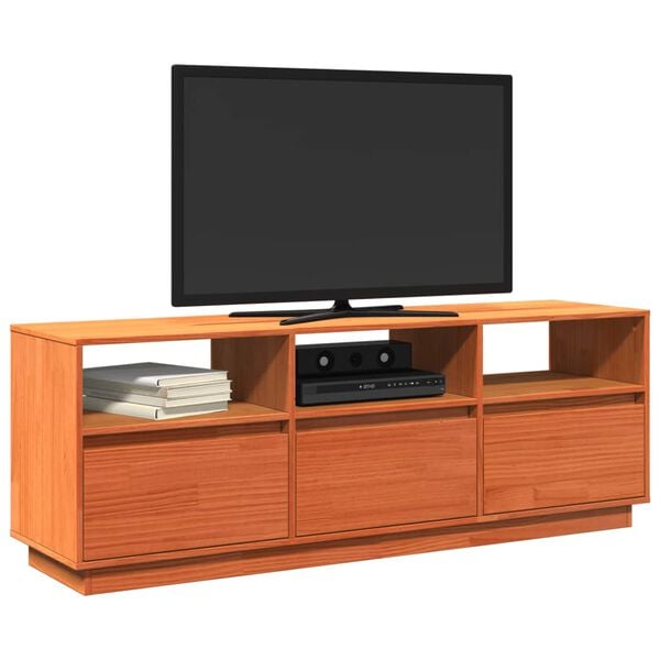 vidaXL Έπιπλο Τηλεόρασης Καφέ Κεριού 140x37x50 εκ. Μασίφ Ξύλο Πεύκου