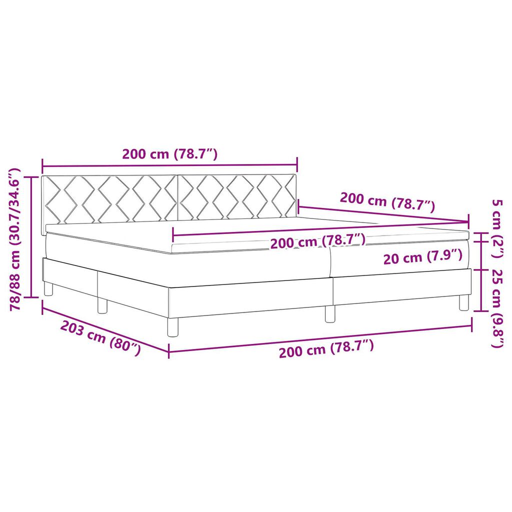 vidaXL Κρεβάτι με Στρώμα Σπαστό Σκούρο Καφέ 200x200 εκ. Ύφασμα