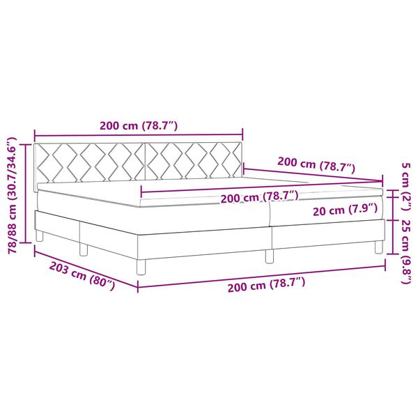 vidaXL Κρεβάτι με Στρώμα Σπαστό Σκούρο Καφέ 200x200 εκ. Ύφασμα