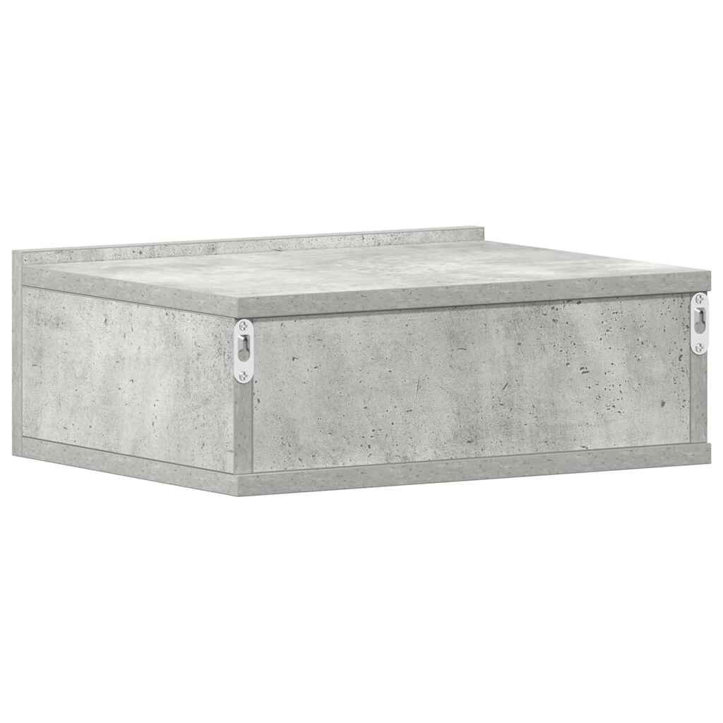 vidaXL Κομοδίνα Κρεμαστά 2τεμ. Γκρι Σκυροδ. 40x30x15εκ. από Επεξ. Ξύλο
