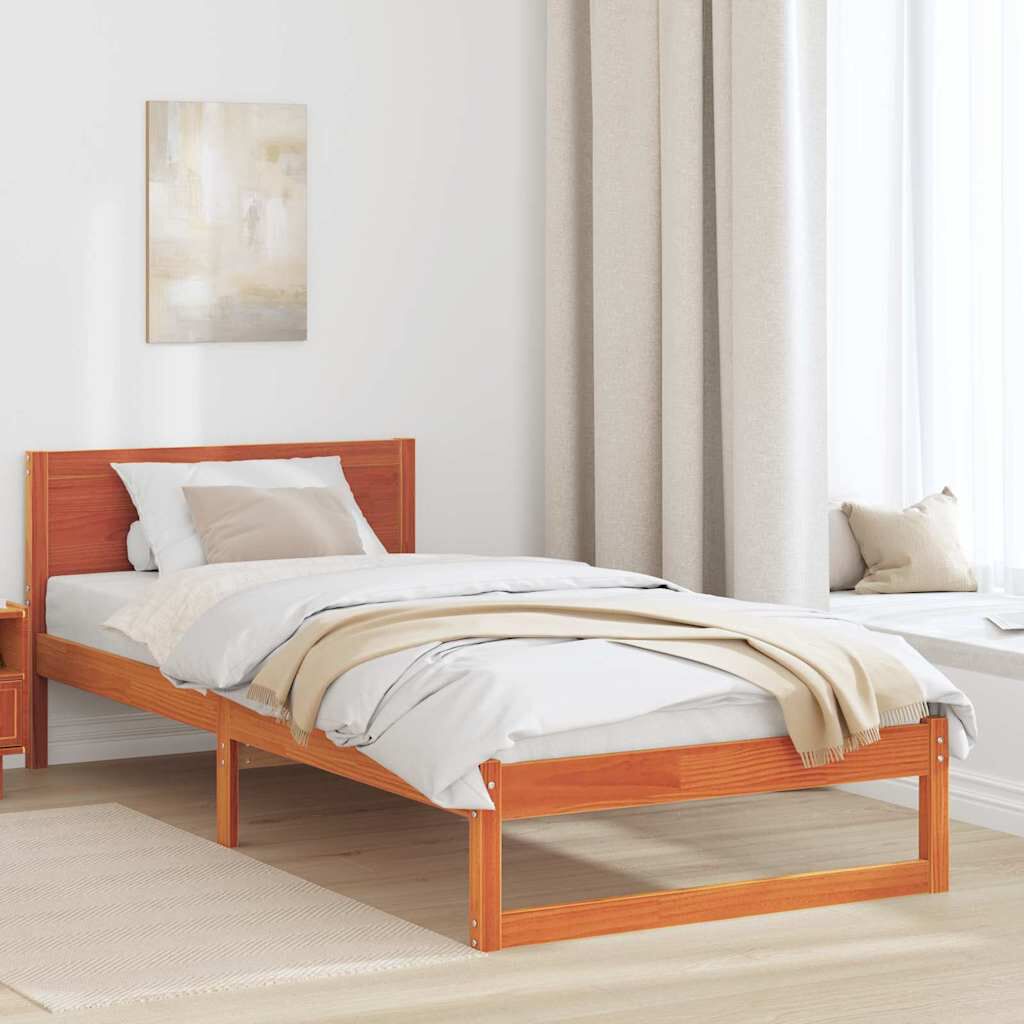 vidaXL Σκελετός Κρεβατιού Καφέ 100 x 200 cm Μασίφ ξύλο πεύκου