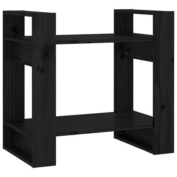 vidaXL Βιβλιοθήκη/Διαχωριστικό Χώρου Μαύρο 60x35x57 εκ. Μασίφ Πεύκο
