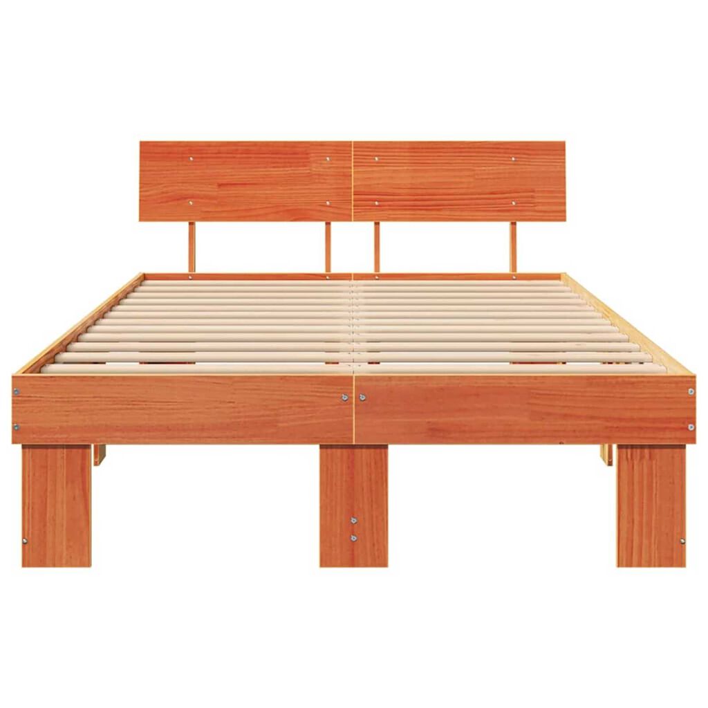 vidaXL Σκελετός Κρεβατιού Καφέ κεριού 120 x 190 cm Μασίφ ξύλο πεύκου