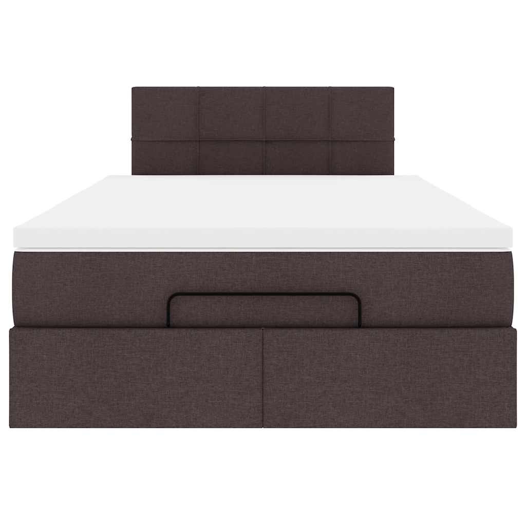 vidaXL Ottoman Κρεβάτι με Στρώμα Σκούρο Καφέ 120x200cm Ύφασμα