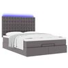vidaXL Οθωμανικό κρεβάτι με στρώμα & LEDs Γκρί Συνθετικό δέρμα