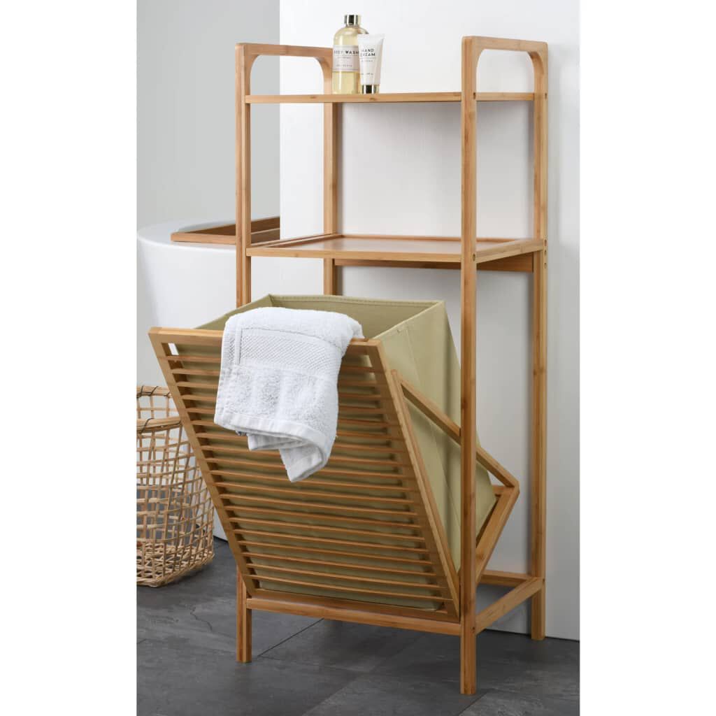 Bathroom Solutions Καλάθι Άπλυτων με 2 Ράφια 95 εκ. από Μπαμπού