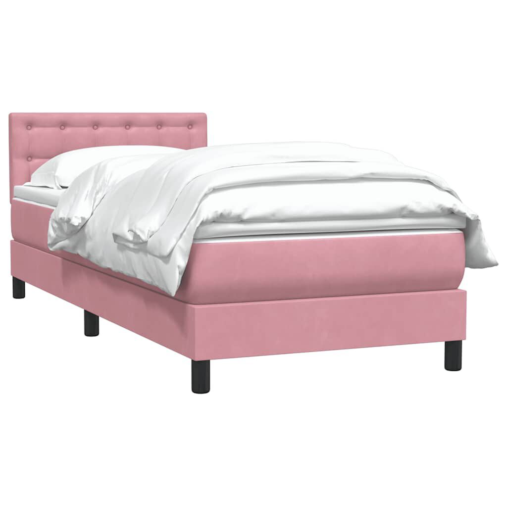 vidaXL Box Spring κρεβάτι με στρώμα ροζ 80x210 εκ. Βελούδινο