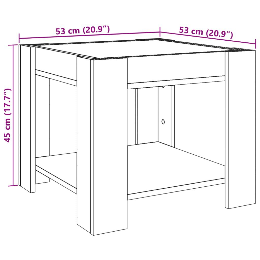 vidaXL Τραπεζάκι Σαλονιού με LED Γκρι 53x53x45 εκ. Επεξεργασμένο Ξύλο