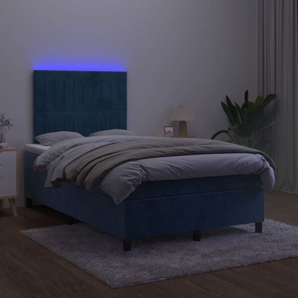 vidaXL &Kappa;&rho;&epsilon;&beta;ά&tau;&iota; Boxspring &mu;&epsilon; &Sigma;&tau;&rho;ώ&mu;&alpha; & LED &Sigma;&kappa;. &Mu;&pi;&lambda;&epsilon; 120x200&epsilon;&kappa;. &Beta;&epsilon;&lambda;&omicron;ύ&delta;&iota;&nu;&omicron;